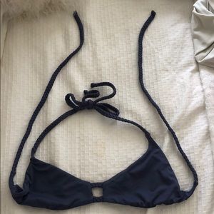 Navy blue Frankie’s Bikinis braided swimsuit top
